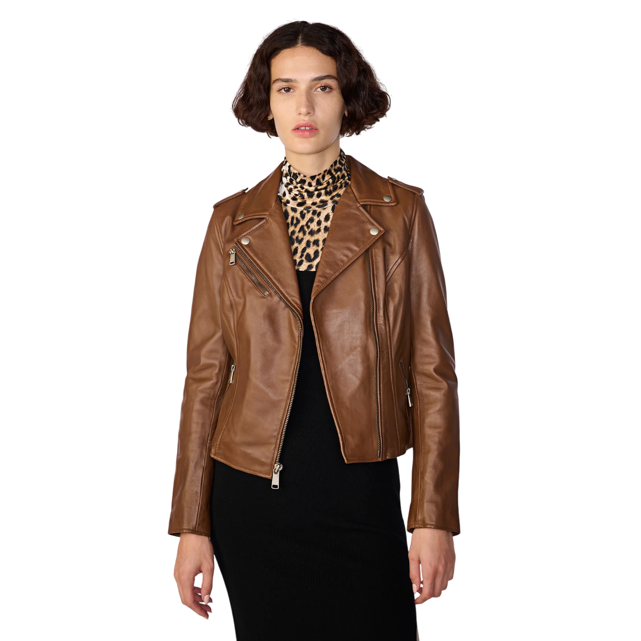 Notch Collar Brown Jacket